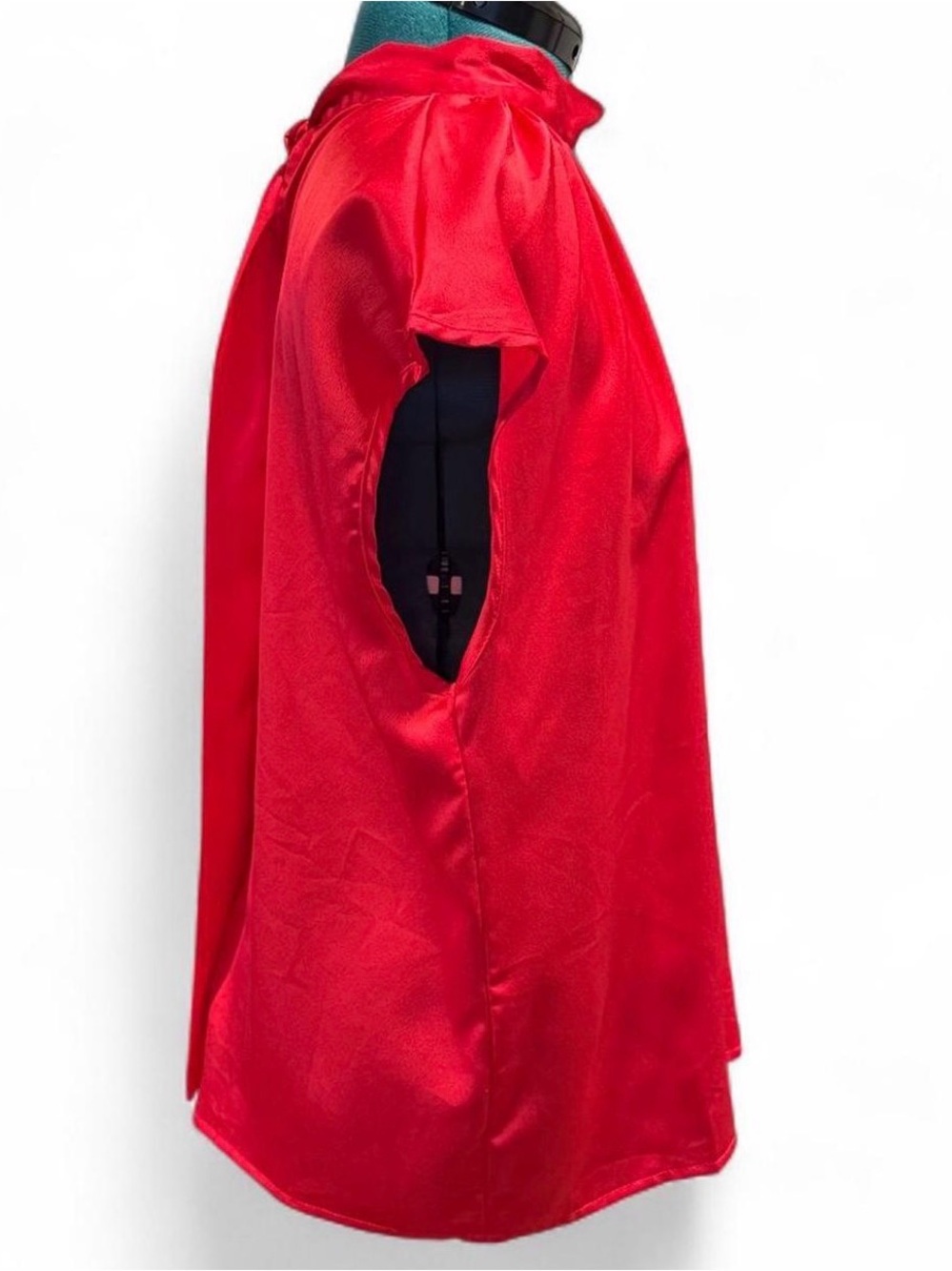 Source Unknown Red Gathered Mock Neck Cap-Sleeve Top - Picture 2 of 5